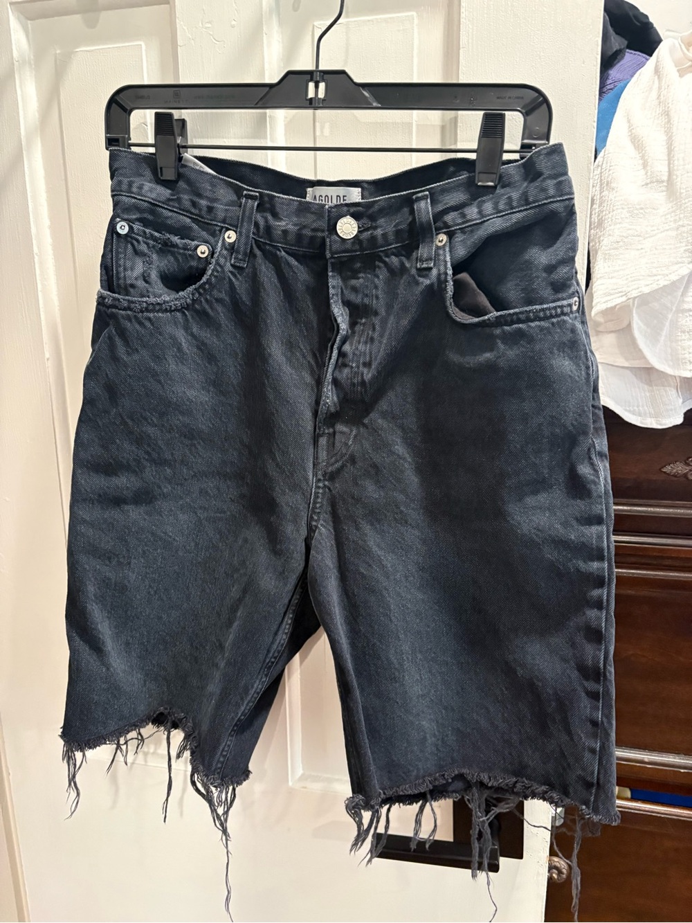AGOLDE Black Denim Cutoff Shorts